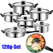 12tlg-Set Topfset Kochset Induktion Gas Halogen Ceran Kochtopfset Edelstahl DE