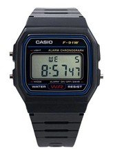 CASIO Collection Herrenuhr F-91W-1YEG Digitaluhr Retrolook Stoppuhr