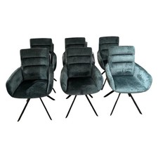 Venjakob 6er Set Armlehnenstuhl Felia Stoff A Petrol Blau Drehgestell 