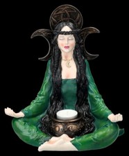 Wicca Teelichthalter – Dreifachmond Göttin – Hexenfigur – Ritual Deko H 24,5 cm