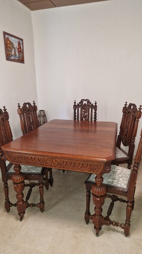 Antik esstisch mit stühle - 5,