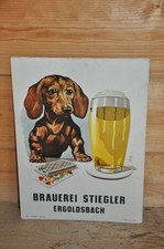 Altes Brauereischild 40/50er J. Brauerei Stiegler Ergoldsbach,Dackel,Hund,Orig.