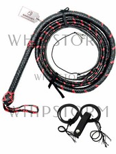 Indiana Jones Style Bullenlederpeitsche Bullwhip in Weinrot/Schwarz, 3FT-10FT