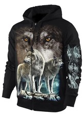 Hoodie Sweatshirt Kapuzenjacke Wölfe Wolf Jacke Sweatjacke