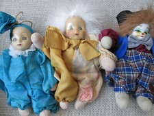 3x Clown Harlekin Pierrot Puppe Figur Porzellan 18 cm Fastnacht Karneval Deko