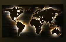 Weltkarte aus Holz LED