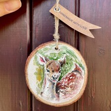 Handbemalter Hirsch Holzdeko