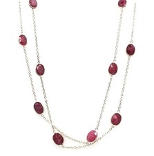 103cm Collier extra lange Halskette 925 Silber Schmuck Kette roter Spinell 25ct