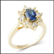 18K 750 Gold 1,25 Ct Diamond Sapphire Ring RG 51 Neuw Unikat Damenring Entourage