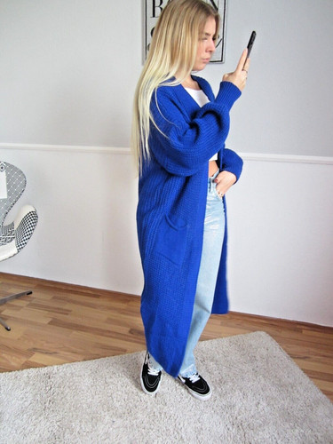 Strickjacke damen lang - strickjacke, blau