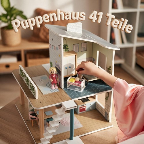 Puppenhaus holz teilig - puppenhaus, 41-teilig