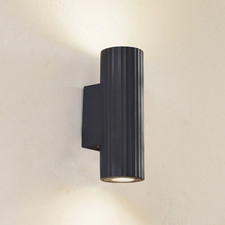 Lindby Außenwandleuchte Christa grau Beton 25 cm Riffel Wandlampe Lampe Leuchte