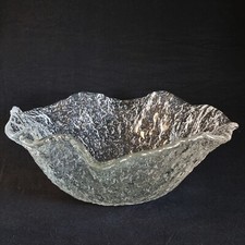 XL 13,5" Pukeberg Eisglas Schale Uno Westerberg Mid Century Vintage Schweden