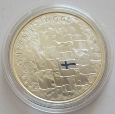 Finnland 10 Euro 2008 Europastern 90 Jahre Nationalflagge Silber PP
