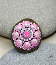 Mandala Stein, pink, Naturstein Bodensee, Geschenk, Handarbeit Unikat, Deko