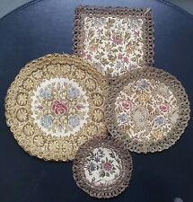 Konvolut Vintage Gobelin Brokat Deckchen Zierdeckchen Deko Unterlage Rosen