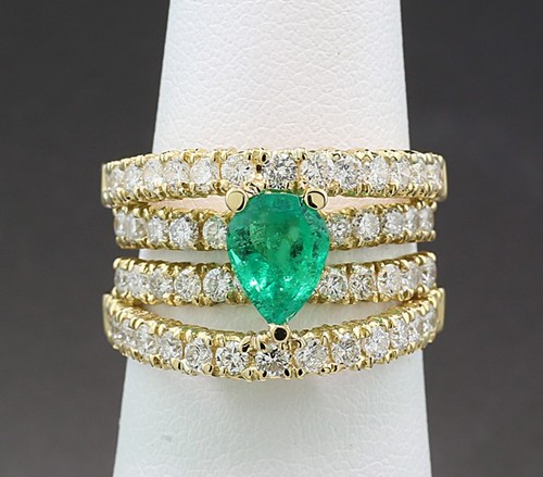Smaragd brillant ring - smaragd,