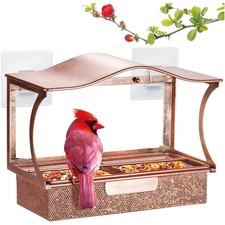 Vogelhaus, Vogelfutterhaus, Rostschutz, Metall, Fensterscheibe, Saugnäpfe, Ba...