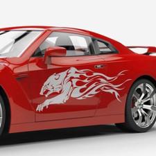 Auto Aufkleber Raubtier Jaguar Puma Panther Abstrakt Flammen Tribal Dekor #1373