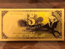 Deutsche Goldnote 5 Deutsche Mark Bank deutscher Länder 999er Gold OVP