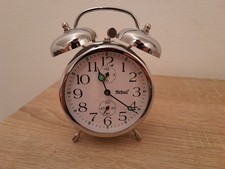 Retro Wecker  Mebus Glockenwecker mechanisch Metall silber