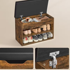 Gepolsterte Schuhbank mit Sitzfläche 2 offene Fächer Wohnzimmer und Flur - Braun