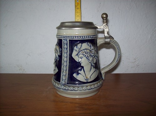 Gerz bierkrug mit zinndeckel - gerz,