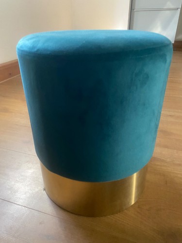 Hocker rund aus - samt, türkis