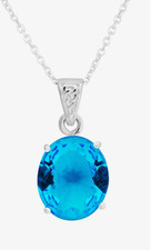 Aqua Blau CZ Oval Anhänger