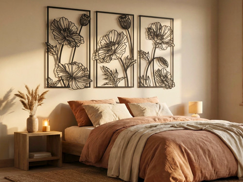 3er set blumen wanddeko lotus - set,
