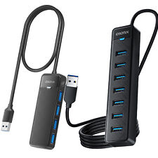 USB 3.0 Hub 4/7 Port Splitter Adapter Multiport Verteiler für PC Laptop Schwarz