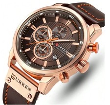 Curren Luxus Chronograph Leder Edel Klassisch Uhr Kalender Datum Analog Quarz