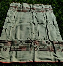 TrueVintage Woll- Decke ca.137 x 186cm beige mit braun