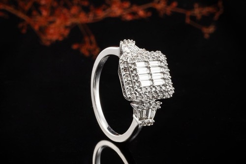 Diamant ring eckig mit - eckig,