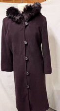 W1     ANDMAR Italy  langer Wolle Mantel Gr;  M  Braun  mit Kapuze