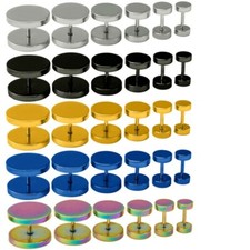 Fakeplugs Plug Ohrstecker Edelstahl Ø 4 -16 schwarz silber gold blau regenbogen