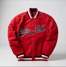 Polo Vintage Polo Ralph Lauren Varsity Jacket Rot Größe L – Collegejacke TIP TOP
