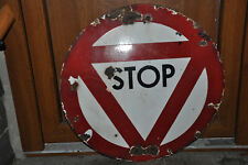 Altes Emailschild,Verkehrszeichen,Stop Schild,Oldtimer,Garage,Automobil,Original