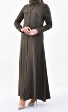 Mantel Damen lang Gr.46 Abaya Khaki Yaprak