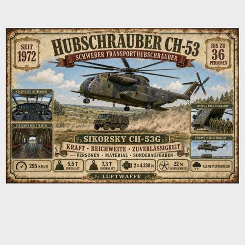 Blechschild hubschrauber 53 - blechschild, ch-53
