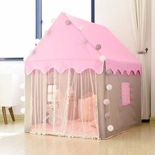Kinderzelt Schloss Mädchen Rosa 130x100x115 cm LED Spielhaus Indoor Outdoor