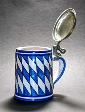 0,5 L  Krug Bierkrug mit Zinndeckel - Handarbeit