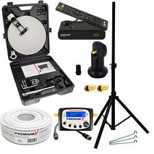 Camping SAT Anlage HD TV Receiver Satelliten Finder LNB Kabel im Koffer Stativ