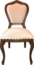 Casa Padrino Barock Luxus Esszimmer Stuhl Braun / Creme Samtstoff Barock Möbel