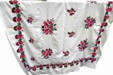 Suzani Tuch Wandbehang Tischdecke Tagesdecke weiß Blumen bestickt Usbekistan