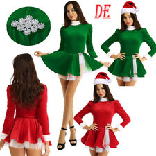 DE Damen Ballettkleid Tanzkleid mit Strass Weihnachten-Stil Eiskunstlauf Kleider