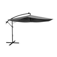 Ampelschirm Sonnenschirm + LED Kurbelschirm 3,5 M Dunkelgrau B-WARE