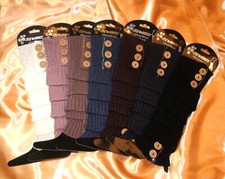 Warme Strick Bein Stulpen legwarmers mit Strass Reihe + Knopf Reihe 7 Farben