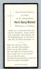 Sterbebild Georg Wieland 1965 Winklham Simbach am Inn Rottal-Inn