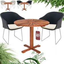 Gartenmöbel Balkonmöbel Set Holz Akazie Esstisch Poly Rattan 3 teilig Balkonset 